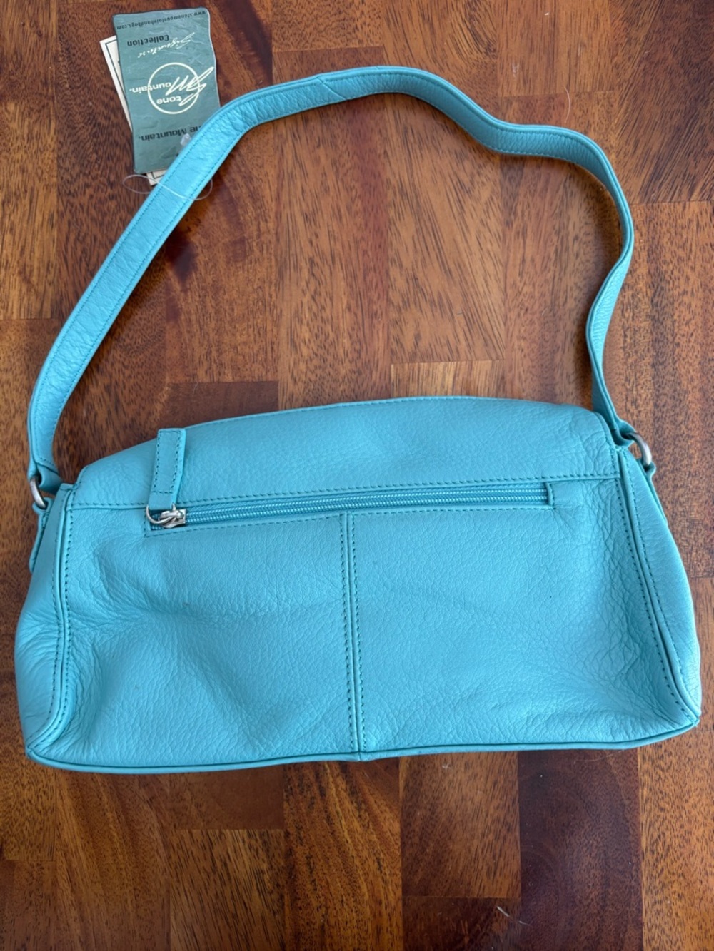 Stone Mountain Accessories Aqua Blue Leather Shoulder Bag